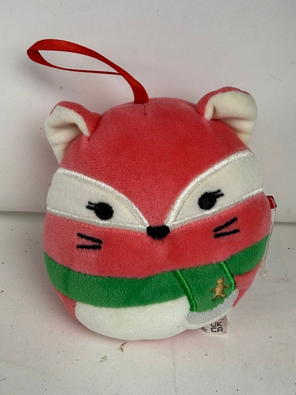 Squishmallows 4" Fifi the Fox Christmas Holiday Ornament Plush Green Scarf Mini